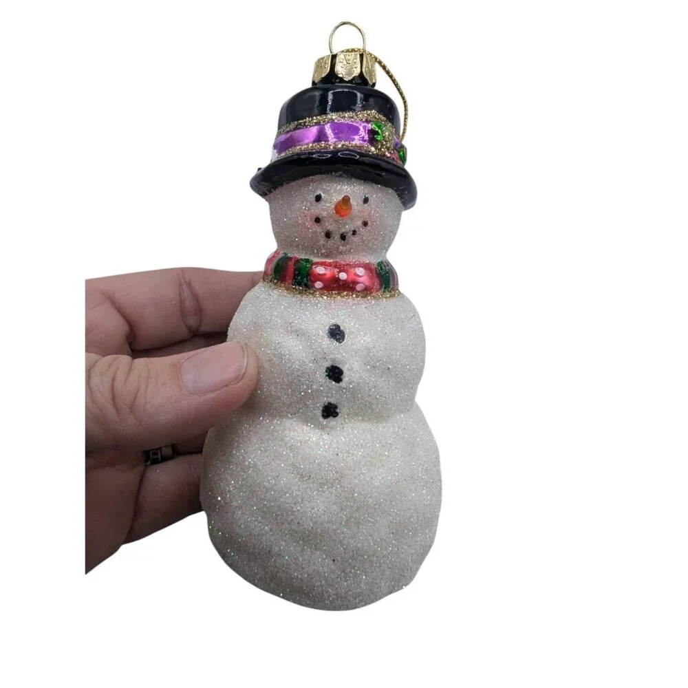 Margaret Cobane Original Designs Snowman Glass Ornament